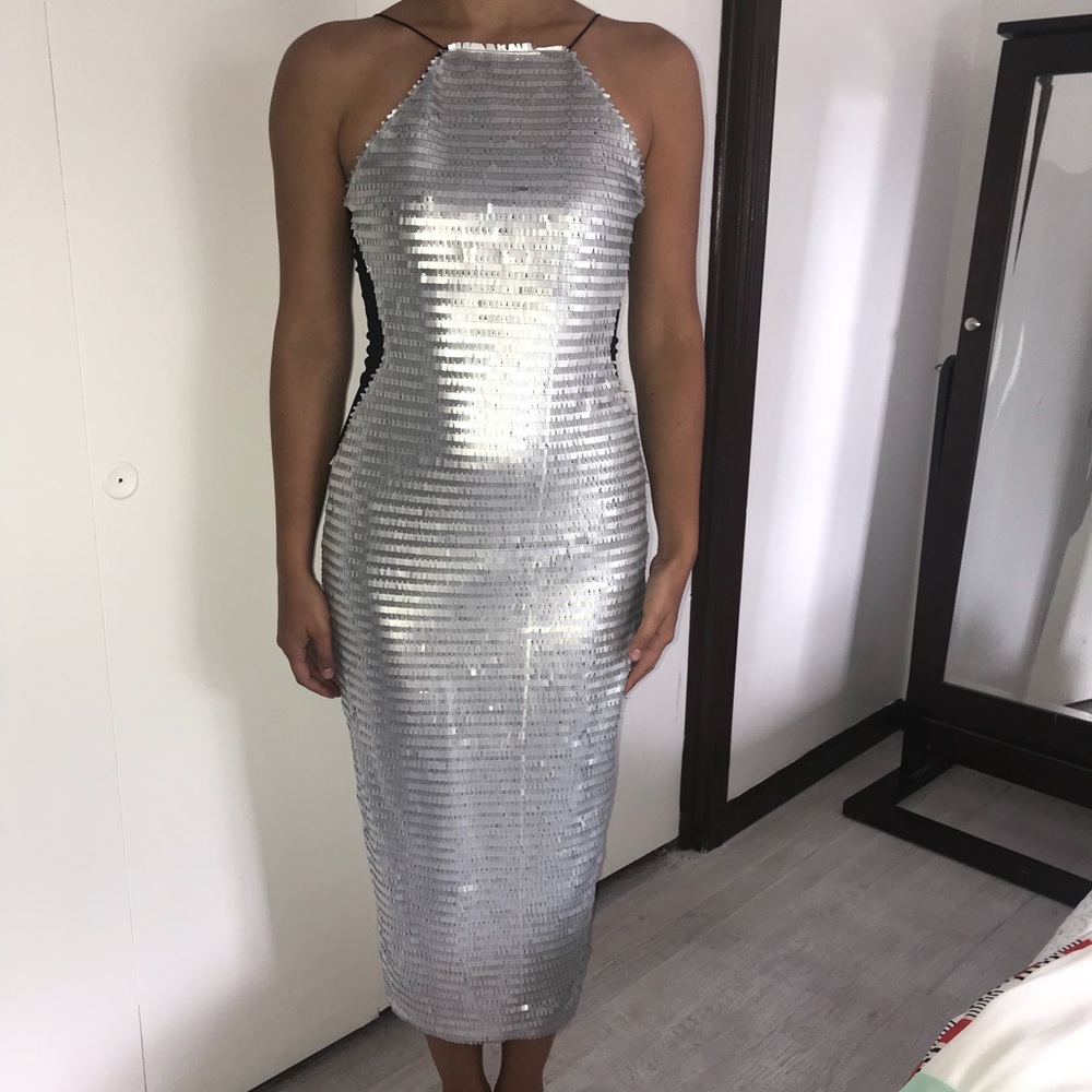 Silver sequin bodycon dress- Nasty Gal NWT